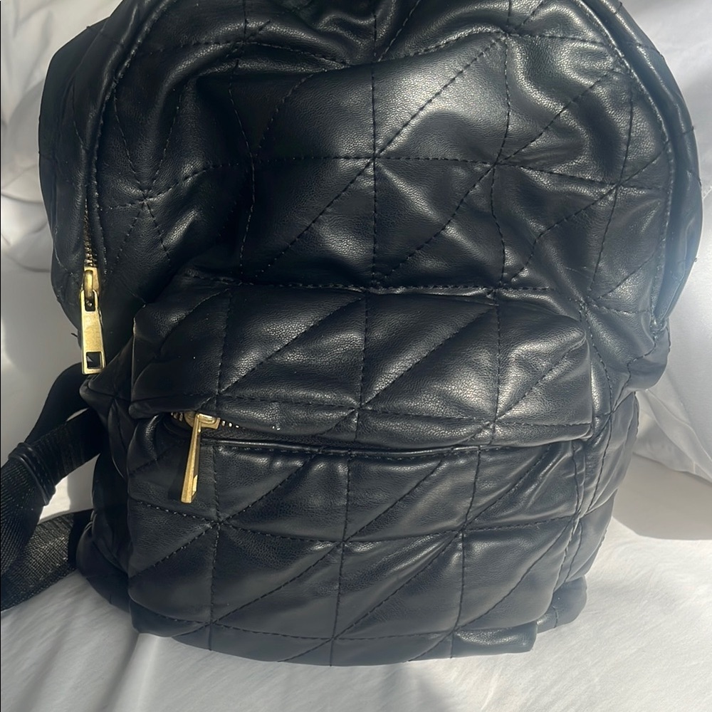 Black Quilted Backpack - Picture 2 of 10
